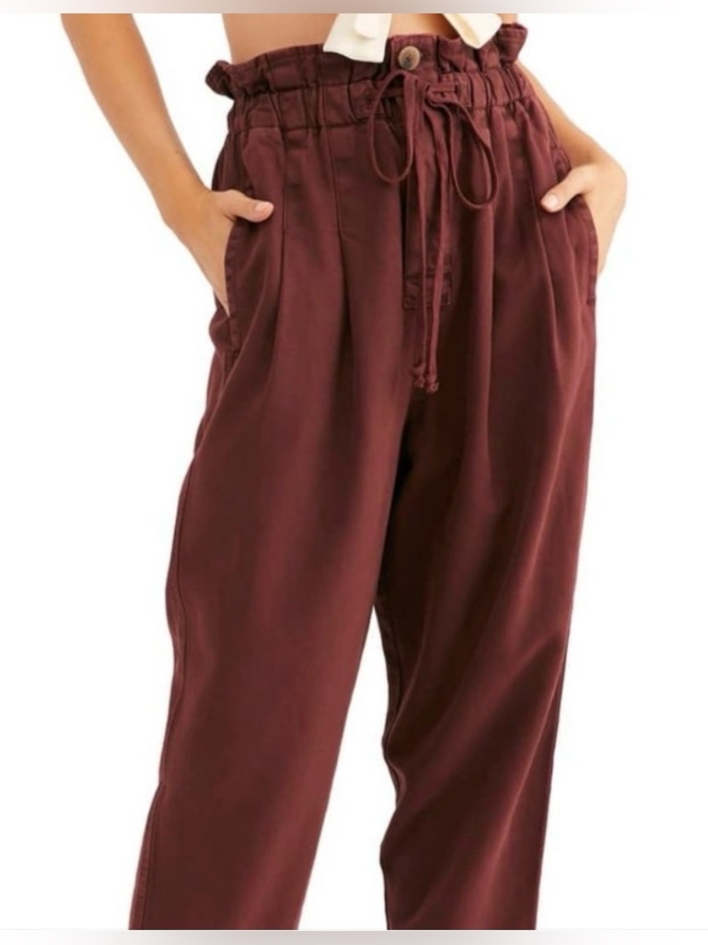 Free People Margate Pleated Paper Bag Trouser Pant Sz XS~ Boho Chic~Desert Vibe